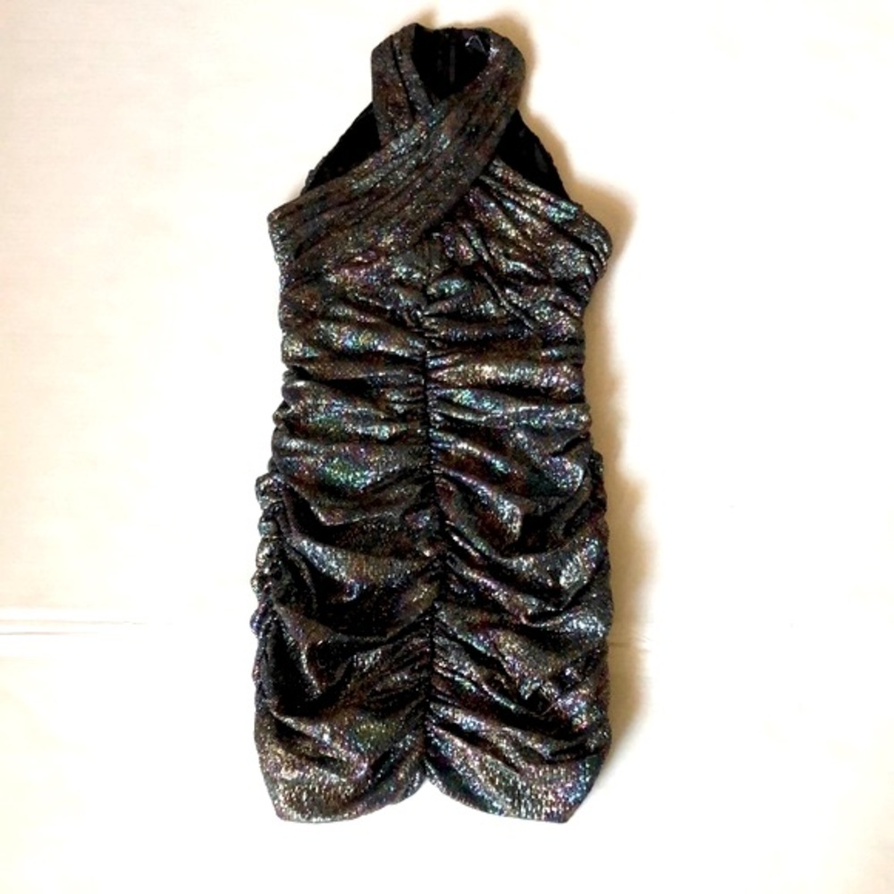 ZARA Metallic Draped Mini Dress/NWT - Picture 5 of 15
